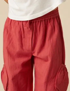 Nicoli Trousers<RED POCKET LINEN TROUSERS Azules