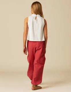 Nicoli Trousers<RED POCKET LINEN TROUSERS Azules