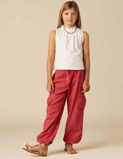 Nicoli Trousers<RED POCKET LINEN TROUSERS Azules