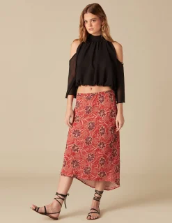 Nicoli Skirts<RED PRINTED SKIRT Rojos