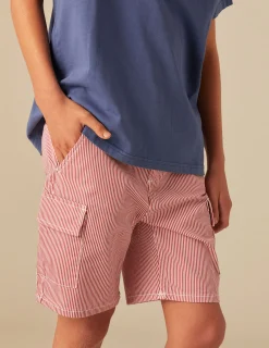 Nicoli Trousers<RED STRIPED CARGO SHORTS Rojos