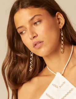 Nicoli Earrings<ROUND SILVER CHAIN EARRINGS Dorados