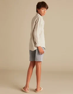 Nicoli Shirts<SAND LINEN SHIRT Blancos