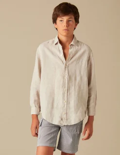 Nicoli Shirts<SAND LINEN SHIRT Blancos