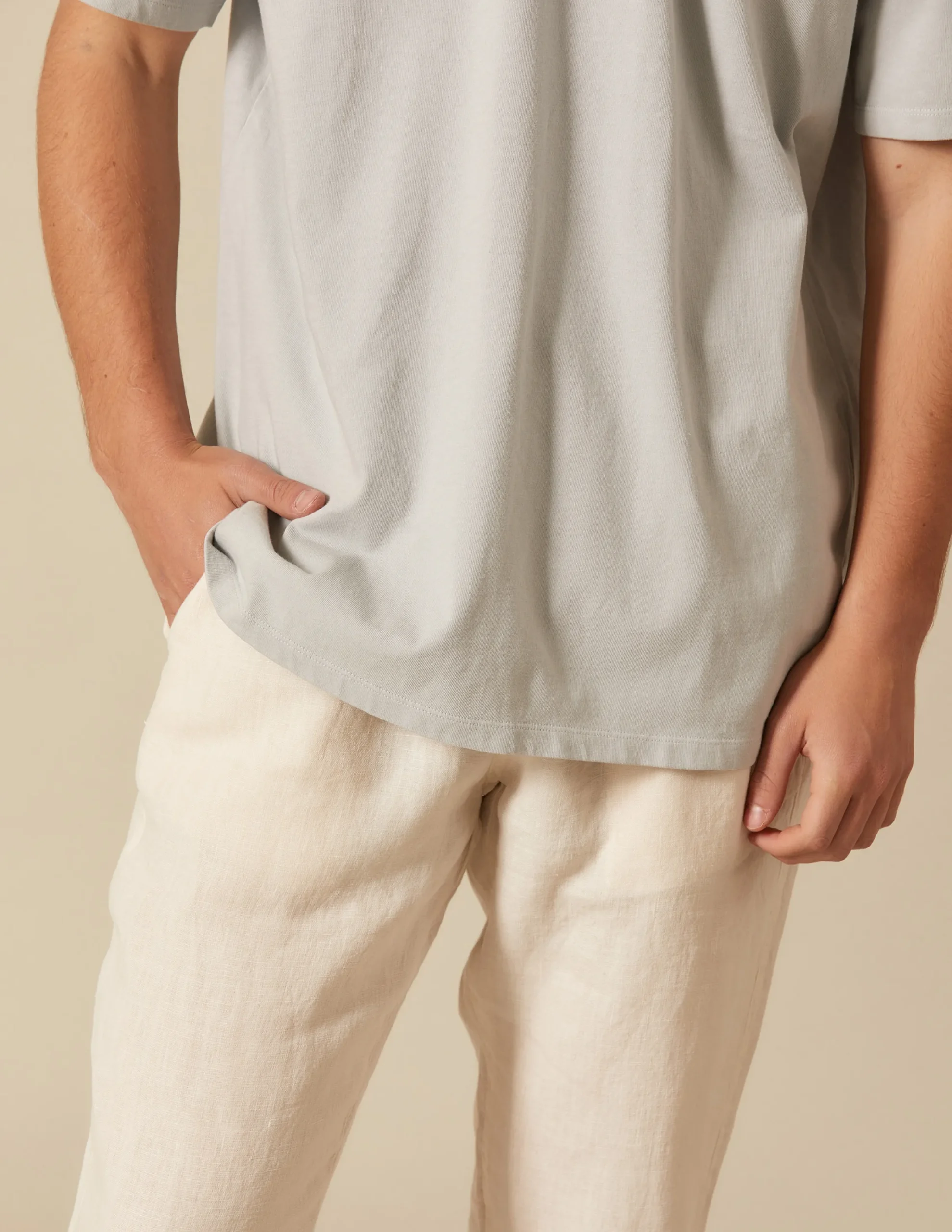 Nicoli Trousers<SAND LINEN TROUSERS Verde caza