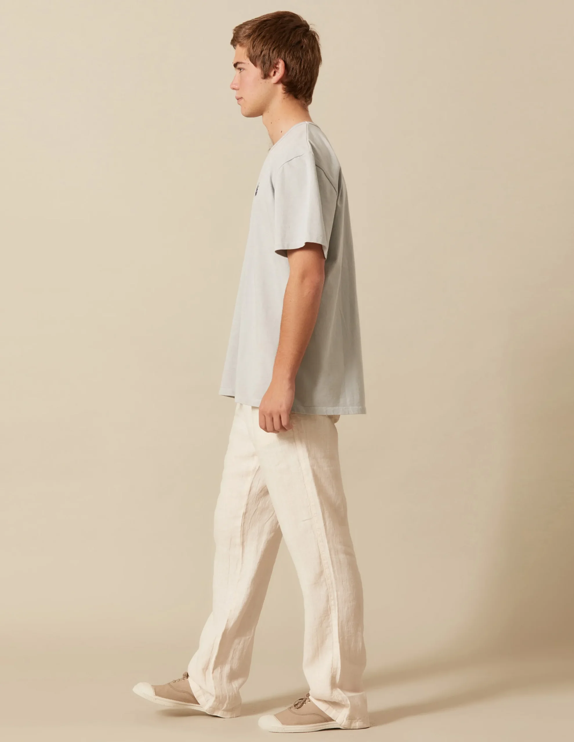 Nicoli Trousers<SAND LINEN TROUSERS Verde caza