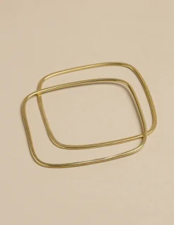 Nicoli Bracelets<SET OF 2 GOLD SQUARE BRACELETS Dorados