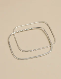 Nicoli Bracelets<SET OF 2 SILVER SQUARE BRACELETS Dorados