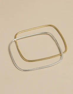 Nicoli Bracelets<SET OF 2 TWO-TONE SQUARE BRACELETS Metalizados