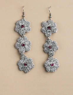 Nicoli Earrings<SILVER CROCHET EARRINGS Metalizados