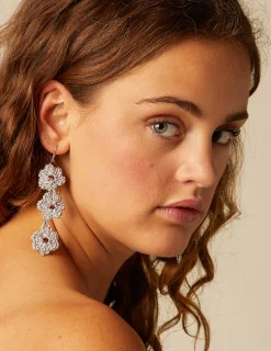 Nicoli Earrings<SILVER CROCHET EARRINGS Metalizados