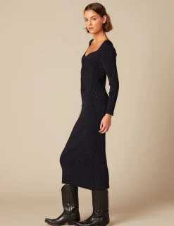 Nicoli Dresses<SPARKLY BLUE DRESS WITH FLOWER BUTTONS Azules