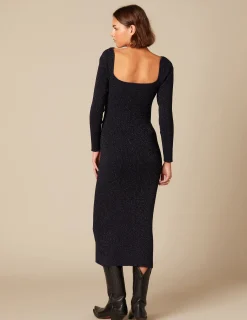 Nicoli Dresses<SPARKLY BLUE DRESS WITH FLOWER BUTTONS Azules