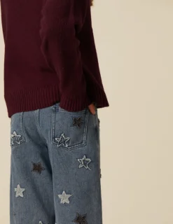 Nicoli Trousers|Denim<STAR PATCH TROUSERS Azul vaquero