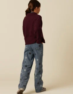 Nicoli Trousers|Denim<STAR PATCH TROUSERS Azul vaquero