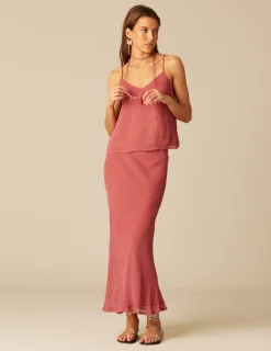 Nicoli Skirts<STRAWBERRY CHIFFON SKIRT Fresa