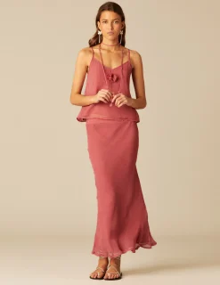 Nicoli Skirts<STRAWBERRY CHIFFON SKIRT Fresa