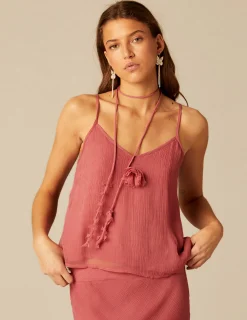 Nicoli Tops<STRAWBERRY CHIFFON TOP Fresa