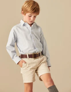 Nicoli Shirts<STRIPED OXFORD SHIRT Azules claros