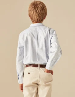 Nicoli Shirts<STRIPED OXFORD SHIRT Azules claros