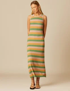 Nicoli Dresses<STRIPED YARN DRESS Crudos
