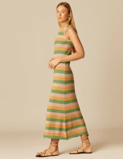 Nicoli Dresses<STRIPED YARN DRESS Crudos