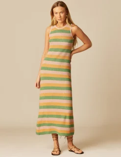 Nicoli Dresses<STRIPED YARN DRESS Crudos
