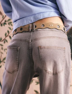 Nicoli Belts<TAUPE RETRO SUEDE BELT Grises antracitas