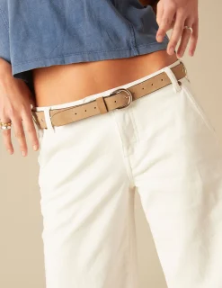 Nicoli Belts<TAUPE STUDDED SUEDE BELT Grises antracitas