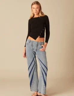 Nicoli Tops|T-shirts<TOP WITH SIDE SNAP BUTTONS Negros