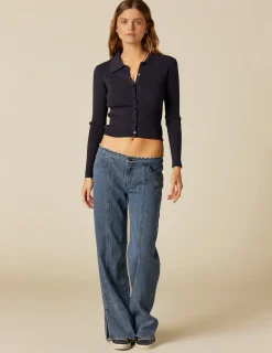 Nicoli Trousers|Denim<TROUSERS WITH RUFFLED WAISTBAND Azul vaquero