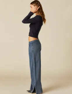 Nicoli Trousers|Denim<TROUSERS WITH RUFFLED WAISTBAND Azul vaquero