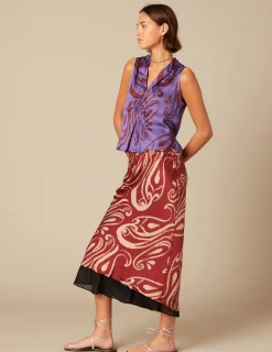 Nicoli Tops<TWO-TONE BERRY TOP Mora