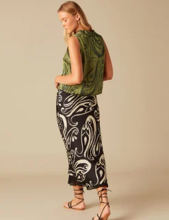 Nicoli Skirts<TWO-TONE BLACK SKIRT Negros