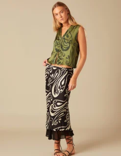 Nicoli Skirts<TWO-TONE BLACK SKIRT Negros