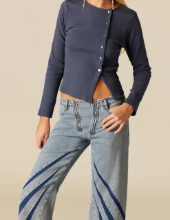 Nicoli Trousers|Denim<TWO-TONE BLUE TROUSERS Azul vaquero