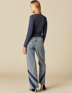 Nicoli Trousers|Denim<TWO-TONE BLUE TROUSERS Azul vaquero