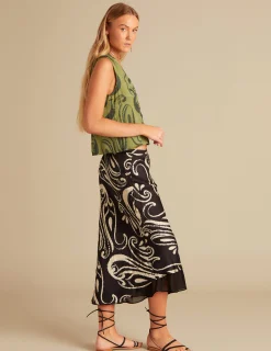 Nicoli Tops<TWO-TONE GREEN TOP Mora