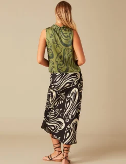 Nicoli Tops<TWO-TONE GREEN TOP Mora