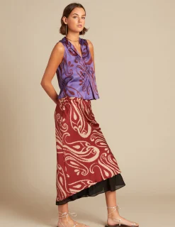 Nicoli Skirts<TWO-TONE OCHRE SKIRT Negros