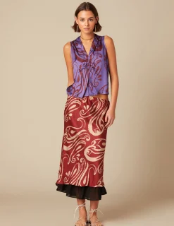 Nicoli Skirts<TWO-TONE OCHRE SKIRT Negros