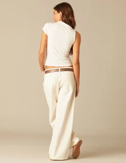 Nicoli Tops|T-shirts<WHITE ASYMMETRIC T-SHIRT Negros