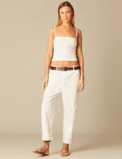 Nicoli Trousers<WHITE BUTTONED TROUSERS Blancos