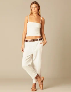 Nicoli Trousers<WHITE BUTTONED TROUSERS Blancos