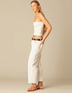 Nicoli Trousers<WHITE BUTTONED TROUSERS Blancos