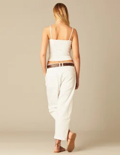 Nicoli Trousers<WHITE BUTTONED TROUSERS Blancos