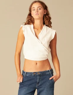 Nicoli Tops<WHITE CROSSOVER TOP Blancos