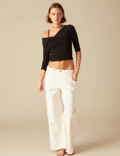 Nicoli Trousers|Denim<WHITE CROSSOVER TROUSERS Blancos