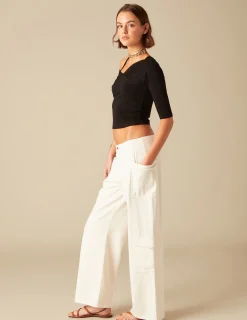 Nicoli Trousers|Denim<WHITE CROSSOVER TROUSERS Blancos