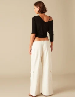 Nicoli Trousers|Denim<WHITE CROSSOVER TROUSERS Blancos